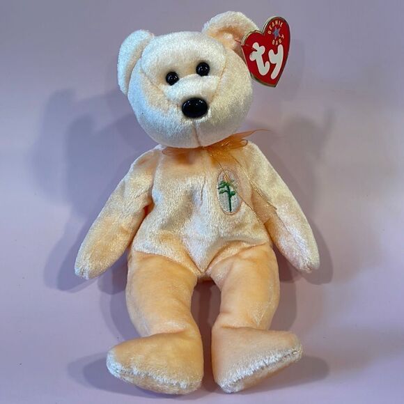 Ty Other - Ty Beanie Babies 2001 Dearest the Bear Peach Coloured Bear Excellent Condition